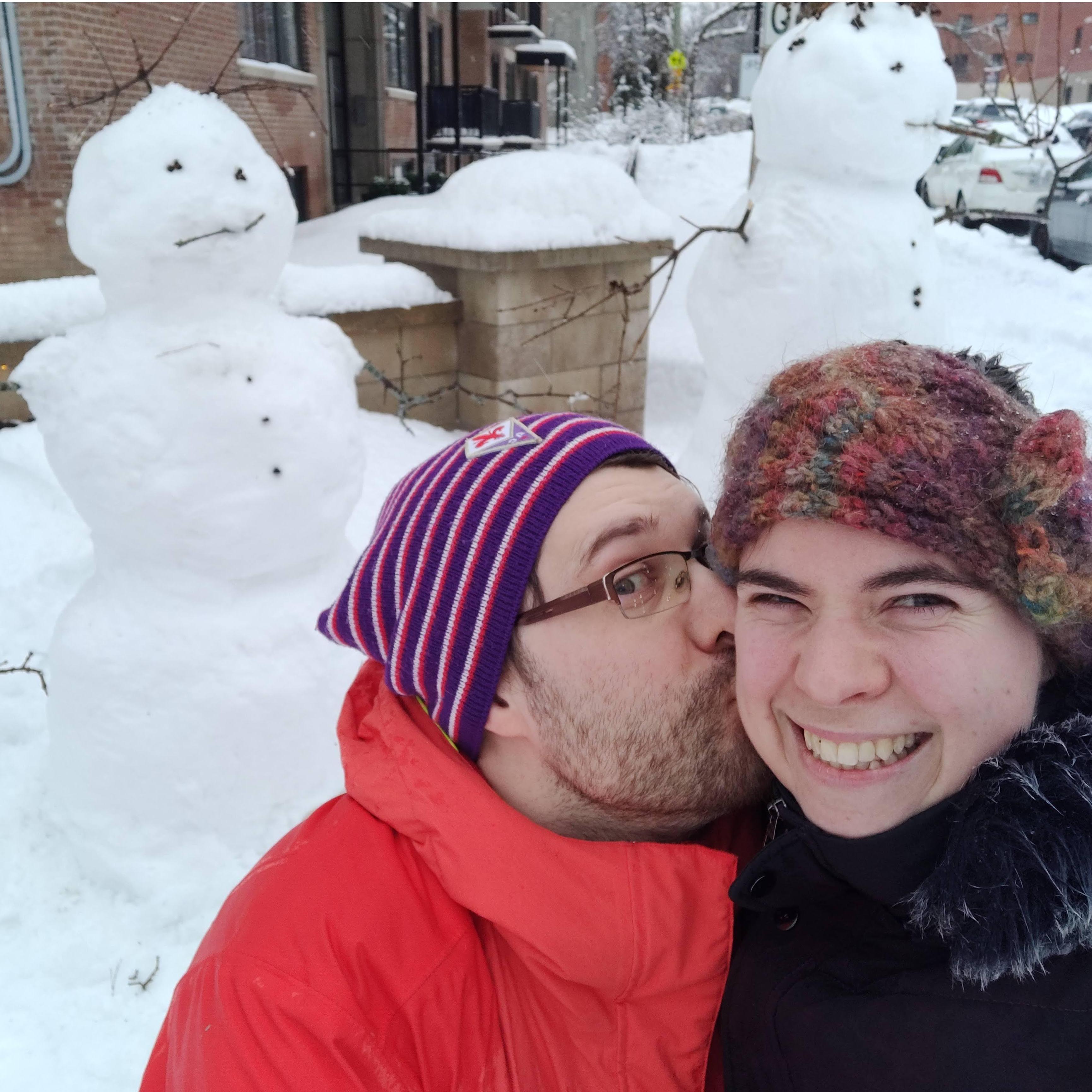 Building snow people on a particularly perfect snow day (February 2021)