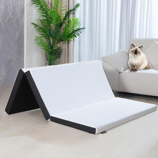Roxzo Folding Mattress Queen Size, 3 inch Tri-fold Memory Foam Mattress Topper with Washable Cover,Foldable Mattress Topper for Camping,Road Trip,Guest - Queen Size, 78" x 58" x 3"