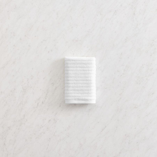 Classic Ribbed Organic Washcloth, White