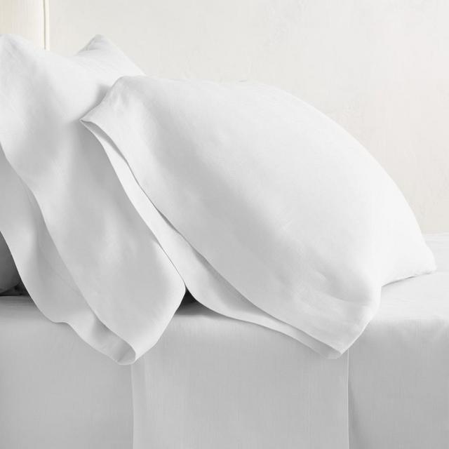 Linen Sheet Set, King Pillowcase, Pair, White