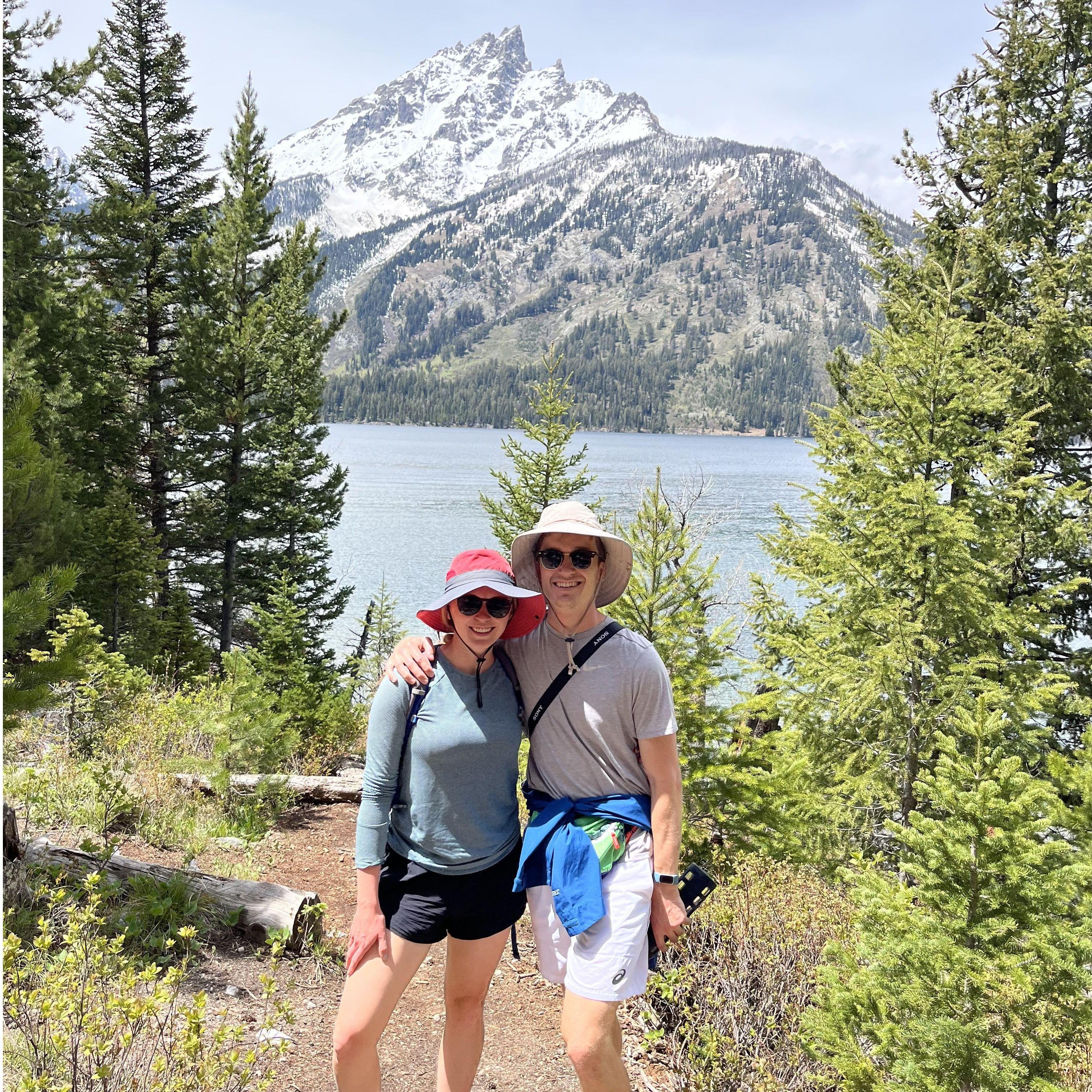 We love hiking and spending time outside together. This is us in the Tetons, where we traveled with the Pfeiffer family.