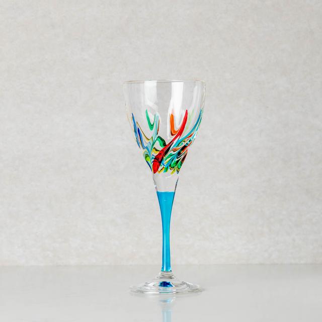 Trix Turquoise Stemmed Wine Glass 8oz