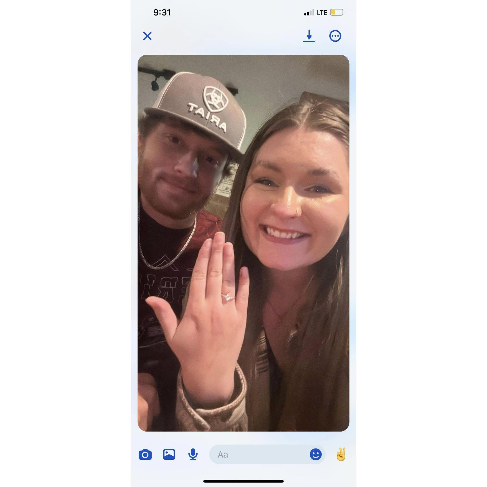 Sidney sent Jen (Tyler's mom) this photo saying 'WE ARE ENGAGED' to everyone!