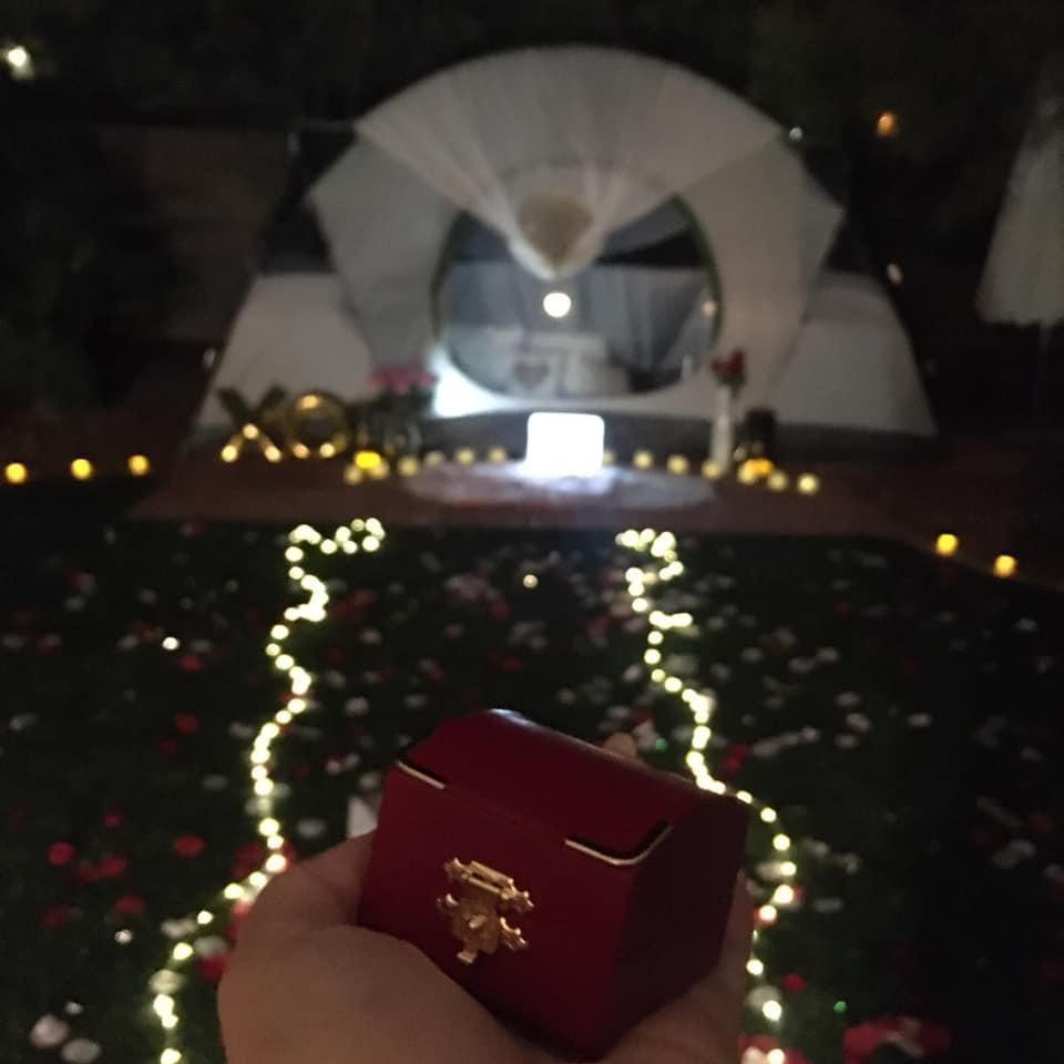 Ring box & the beautiful and so thoughtful Proposal set up! My Honey proposed to me on the night of his Birthday! 10.25.2019