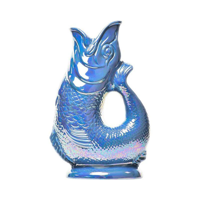 Wade Ceramics Iridescent Lustre 11" Gluggle Jug Fish Pitcher | 6 Colors