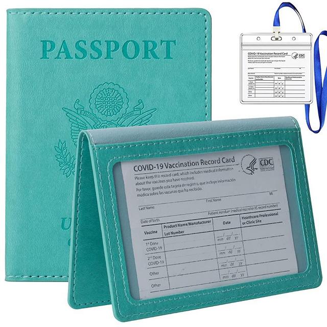 TIGARI Passport and Vaccine Card Holder Combo, PU Leather Passport Holder with Vaccine Card Slot, Slim Passport Cover, Passport Wallet with Vaccine Card Protector, Travel Gifts for Women Men