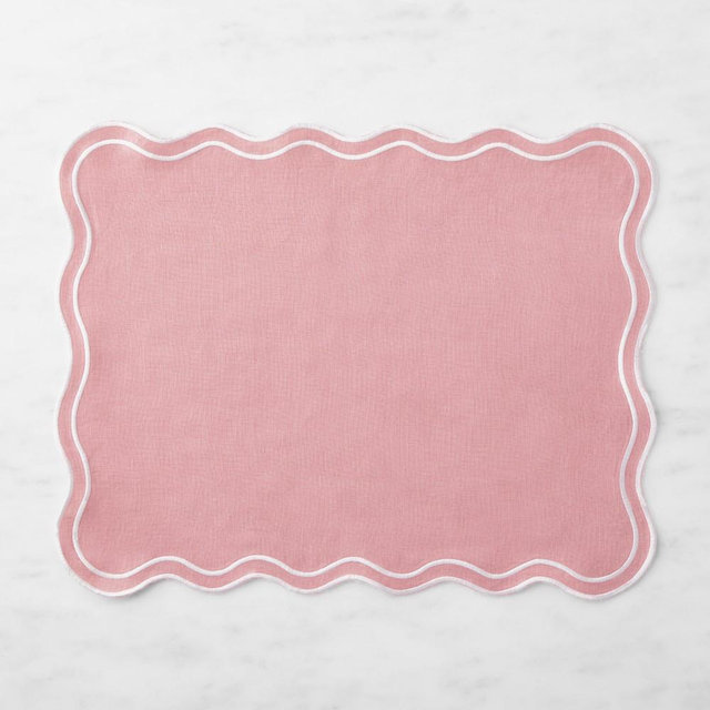 AERIN x Williams Sonoma Scalloped Placemats, Set of 4, Pink