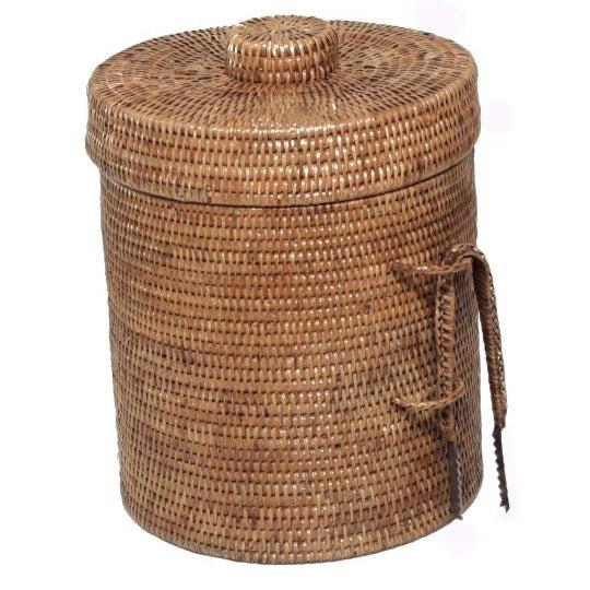 Rattan Ice Bucket with Tongs