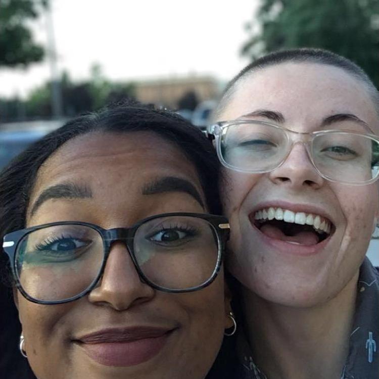 Kylie and Mena goofing around in the Twin Cities before the State Fair. September 1, 2019.