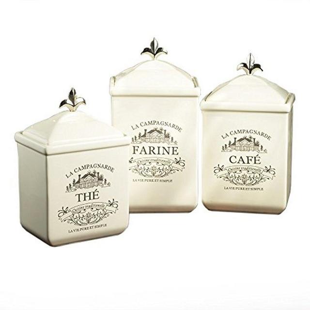 American Atelier Maison 3-Piece Cookie Jar Set, White -