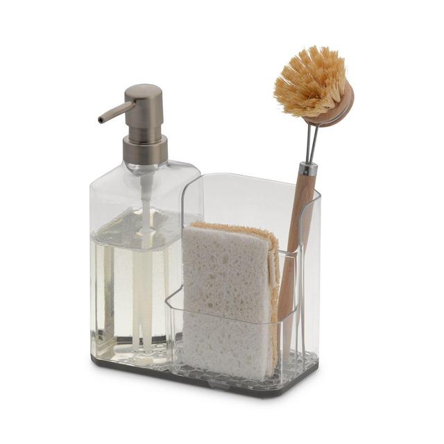 Spectrum Hexa Sink Sponge & Brush Organizer with Soap Pump