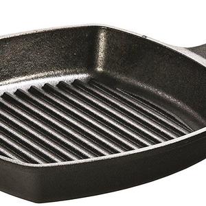 Lodge 10.5 Inch Square Cast Iron Grill Pan. Pre-Seasoned Grill Pan with Easy Grease Draining for Grilling Bacon, Steak, and Meats.