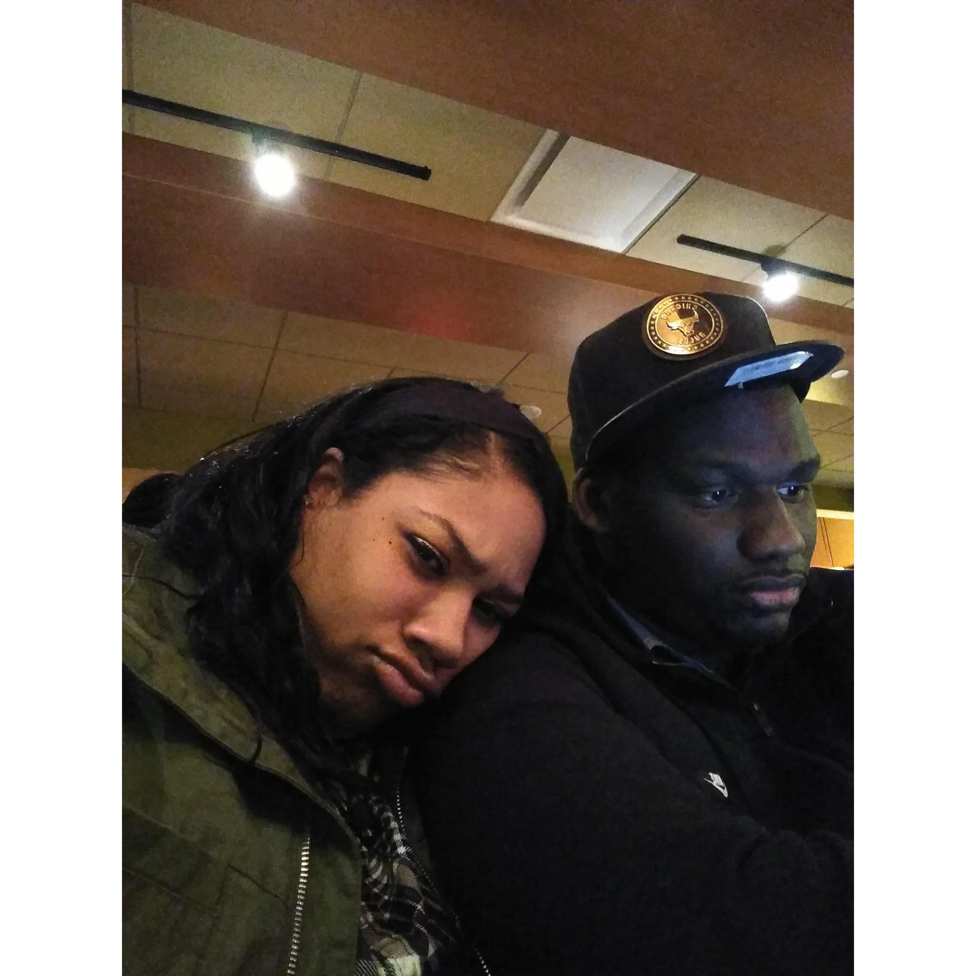 Pouty face while out to dinner