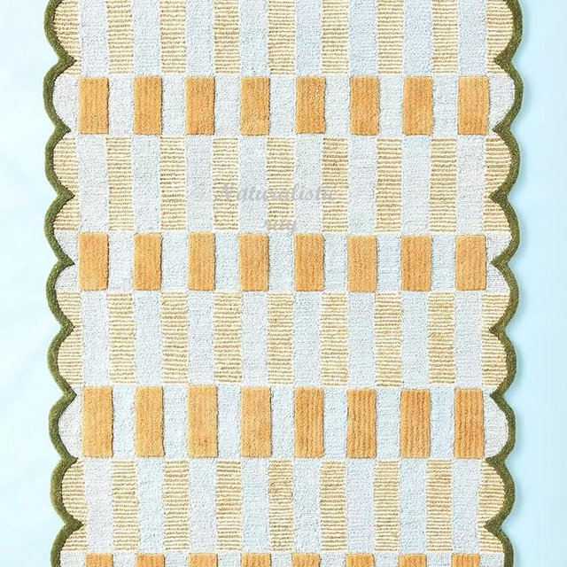 Handmade Modern Premium Quality Woolen Rug Living Room Bedroom for Kitchen (Gold, 8x11 Feet)