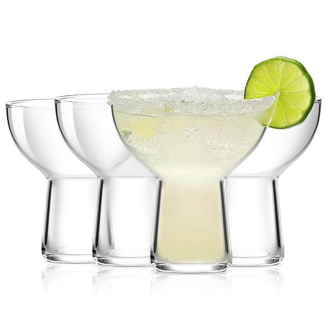Stemless Margarita Glasses Set of 4, 11oz Margarita Glass for Frozen Cocktail, Mixed Drinks, Martini, Lead-Free Wine Glasses Set, Hand-Blown Crystal Glass Cups-Clear
