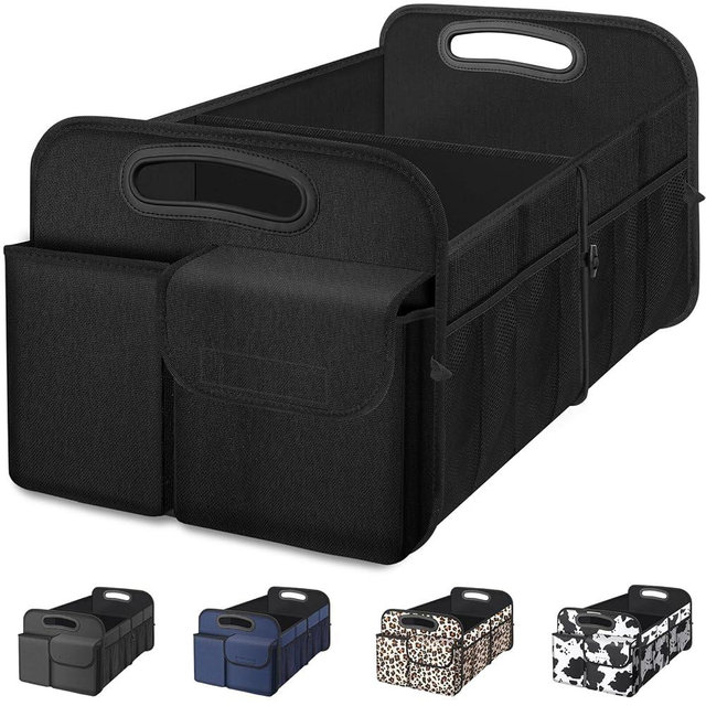 Femuar Car Trunk Organizer, Car Storage Organizer with Large Capacity Waterproof Collapsible Trunk Organizer for Car Suv/Jeep/Sedan (Black, Standard)