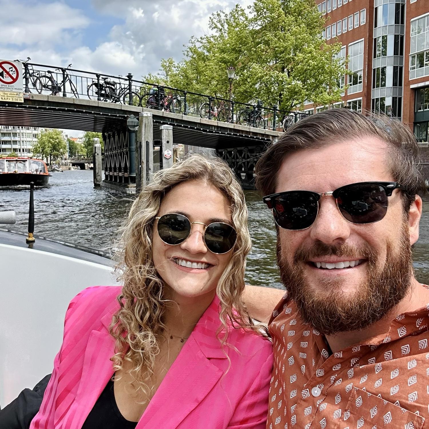cruising down the canals in Amsterdam