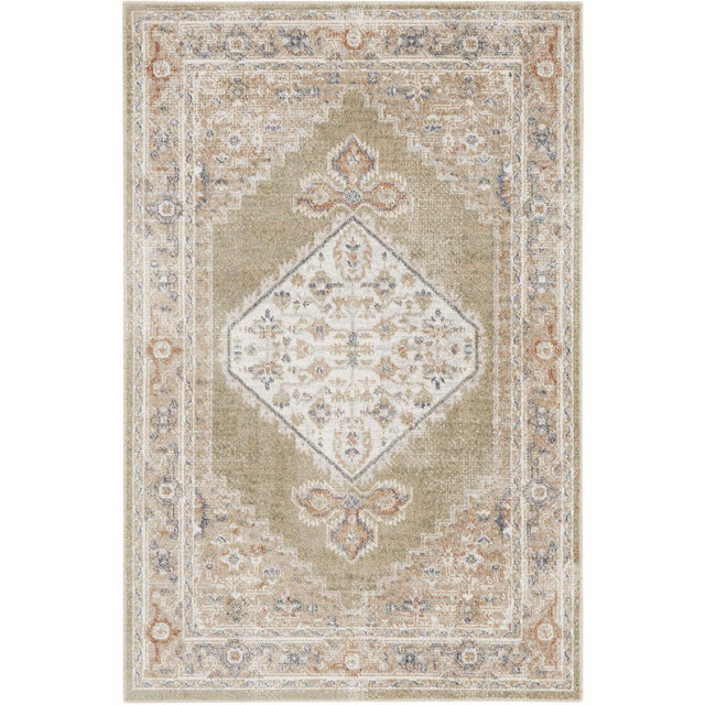 Nourison Astra Machine Washable 2'2" x 4' Sage Multi Vintage Indoor Flatweave Rug