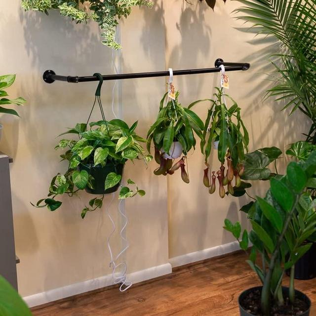 Galood Hanging Planters for Indoor Plants Hanging Planter Plant Holder Floating Black Metal Rod (Pot & Plant Not Included)