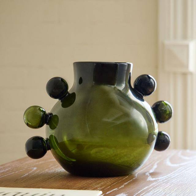 Jade Glass Vase, Green, 8.2 Inches