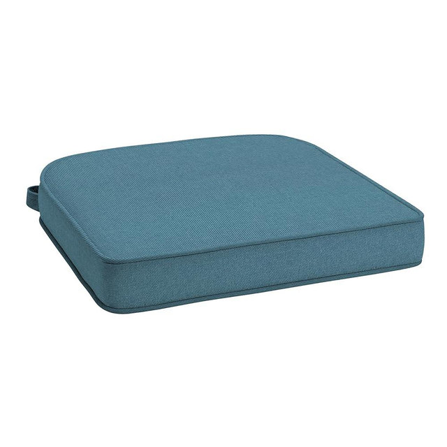 Arden 20x19 Luxury Foam Outdoor Double Welted Round Back Seat Cushion, Made with PROFOAM, Performance Fabric, Rain-Proof, Fade Resistant, Denim Blue Woven Solid