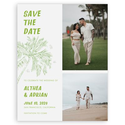 Green Greenery Wedding Digital Save the Date - Ocaso Multiphoto