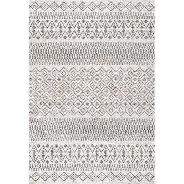 JONATHAN Y Ifrane Berber Geometric Stripe 3' x 5' Area Rug in Cream/Gray