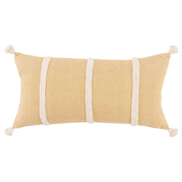 14"x26" Oversized Farmhouse Craft Lumbar Throw Pillow Yellow - Rizzy Home