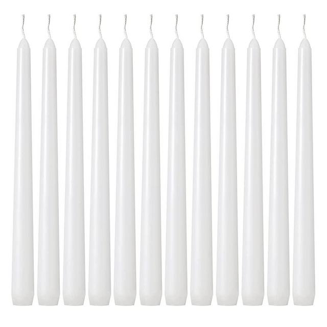 Kedtui Taper Candles 10 inch (H) Dripless, Set of 24 White Unscented and Smokeless Taper Candles Long Burning, Paraffin Wax with Cotton Wicks for