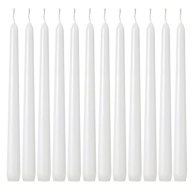 Kedtui Taper Candles 10 inch (H) Dripless, Set of 24 White Unscented and Smokeless Taper Candles Long Burning, Paraffin Wax with Cotton Wicks for Burning 8 Hours Time
