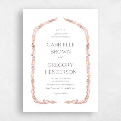 White Floral Wedding Invitation - Kenela Portrait