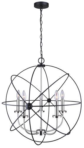 Patriot Lighting® Evan Matte Black and Brushed Nickel 5-Light Pendant Light