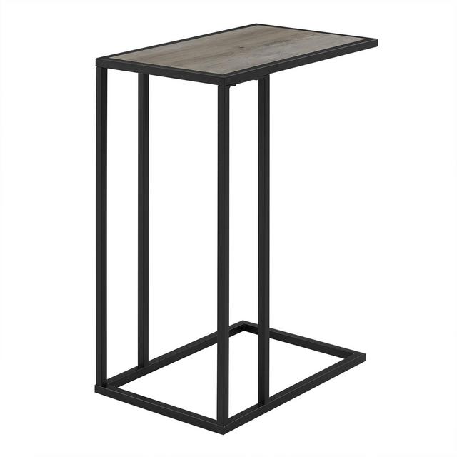 20" Modern Two Tone C Side Table with Metal and Wood Gray Wash - Saracina Home