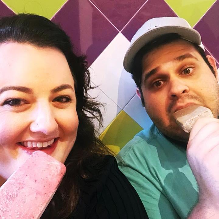 We love Encanto Pops and incedently we love the colorful wall that we had just discovered that day!