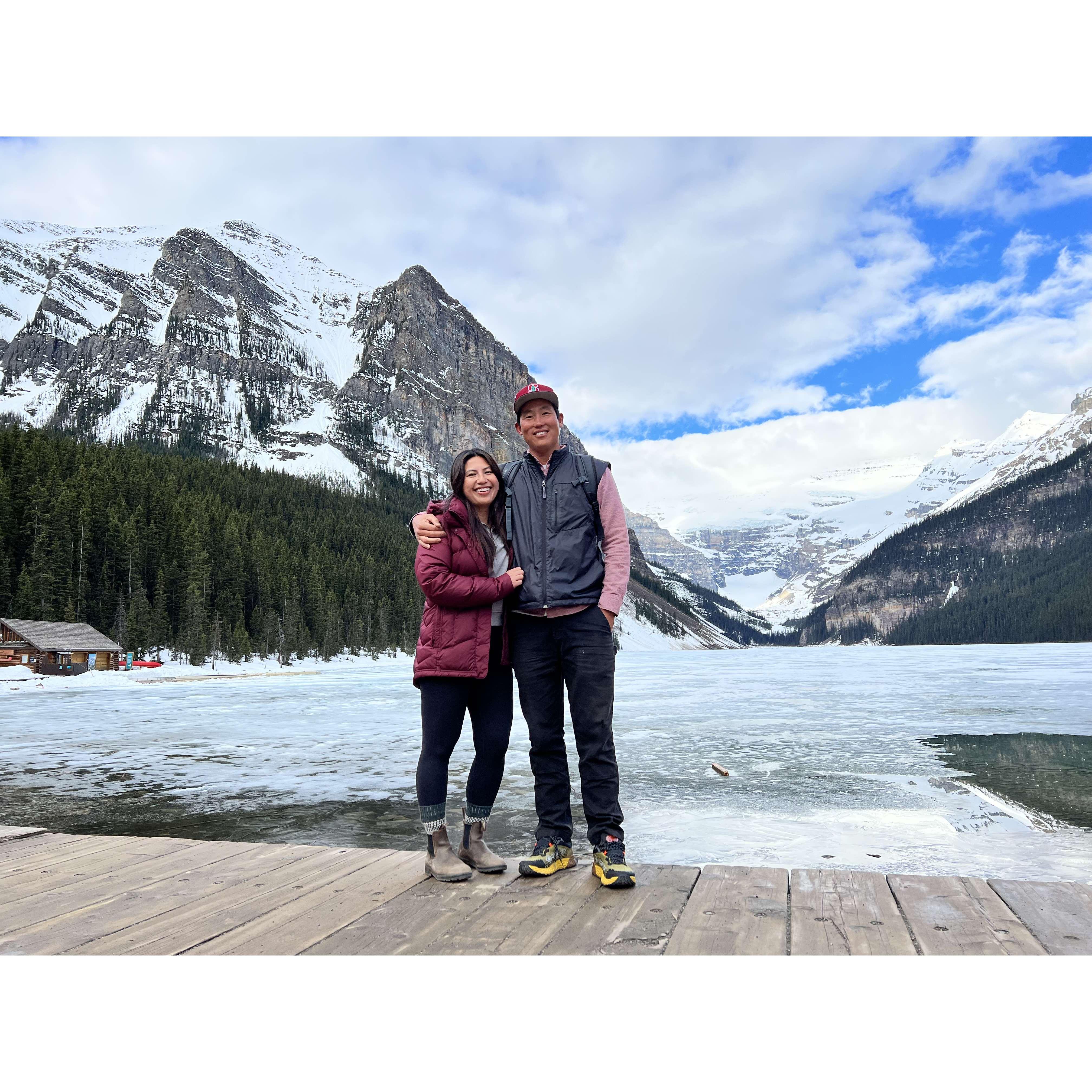 Frozen Lake Louise in Banff, Canada