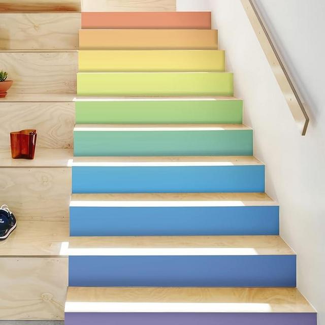 FLFK Stair Decals Stair Stickers Decals Peel and Stick,Seaside Cavern Stair Risers Decals Self-Adhesive for Home Decor, 39.3" W x 7" H x 13Pcs