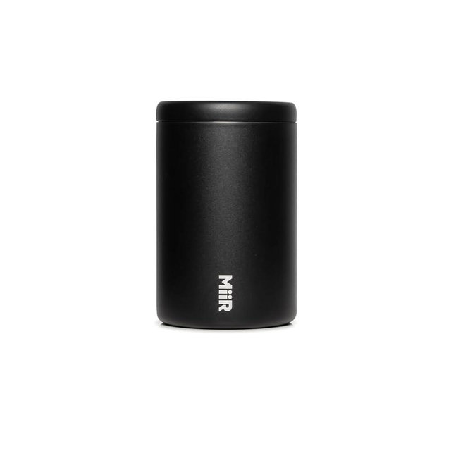MiiR Airlock Coffee Canister, 12-oz Capacity, 18/8 Stainless Steel, 90% Recycled Content, Sleek Minimalist Design, Black