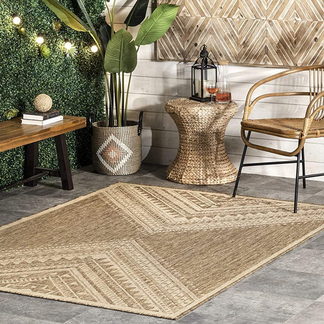nuLOOM Landry Aztec Indoor/Outdoor Area Rug, 5' x 8', Beige