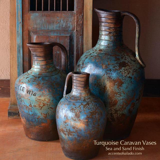 Rustic Pottery - Turquoise Water Vessels