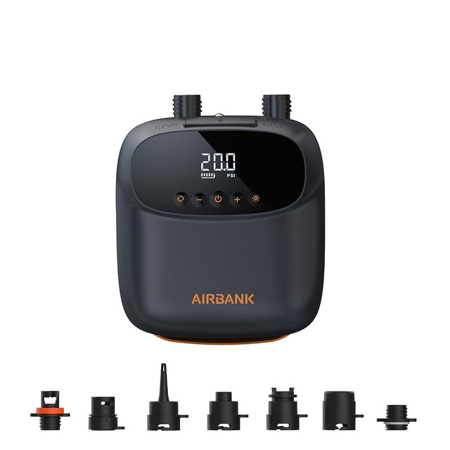 AIRBANK Paddle Board Pump Electric 20PSI The Puffer Pro, Portable SUP Pump, Dual-Stage Inflation & Auto-Off Air Pump for Stand up Paddle Boards, Kayak, Inflatables, Boats, Tent, Kite Wings