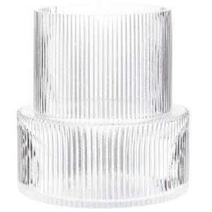 YANWE1 Ribbed Glass Vase, Flower Vase, Fluted Clear Vases for Flowers, Modern Vases for Living Room, Dining Table, Entryway, Shelf, Wedding, Office, Coffee Table, Birthday, 7.5 Inches