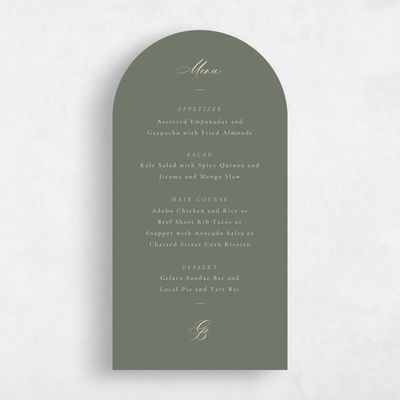 Dark Sage, Green Wedding Menu - Twila