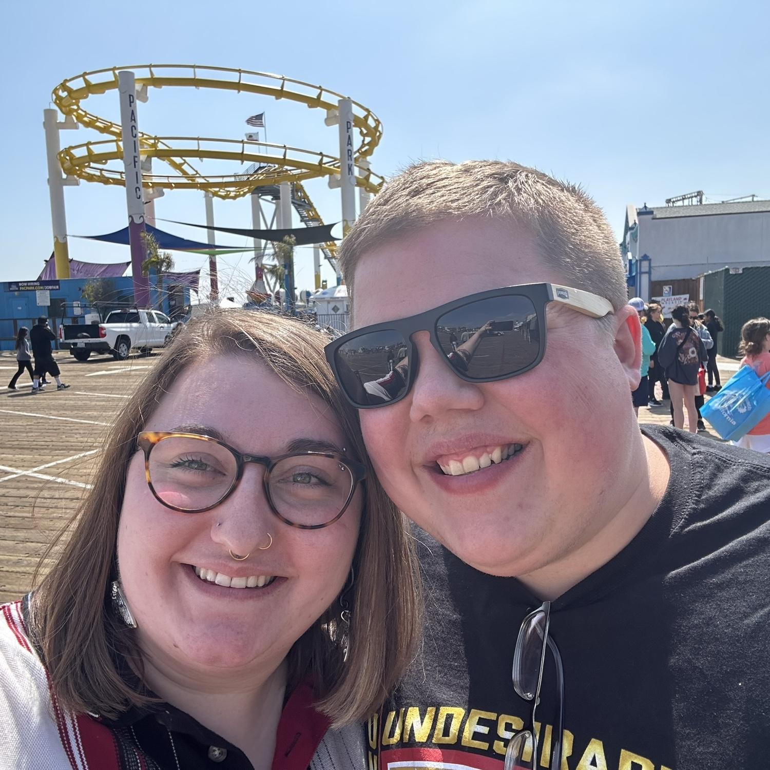 on the santa monica pier in CA