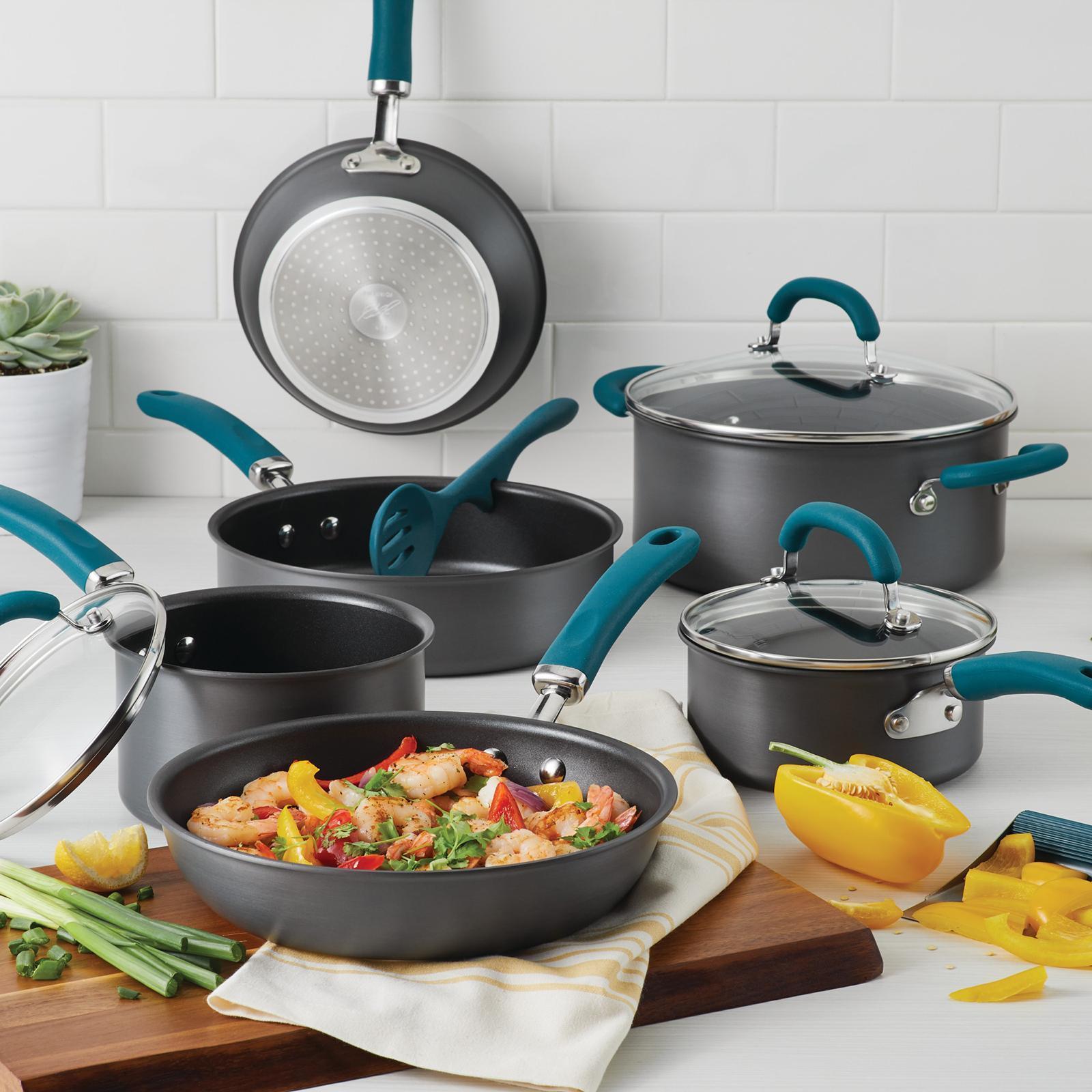 Rachael Ray Stainless Steel and Hard Anodized Nonstick Cookware Induction Pots and Pans Set, 11-Piece