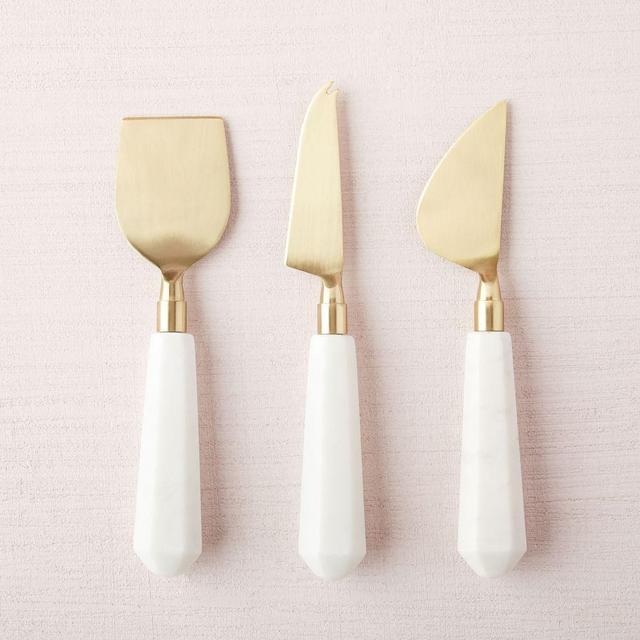 Marble + Brass Cheese Knives, Set of 3