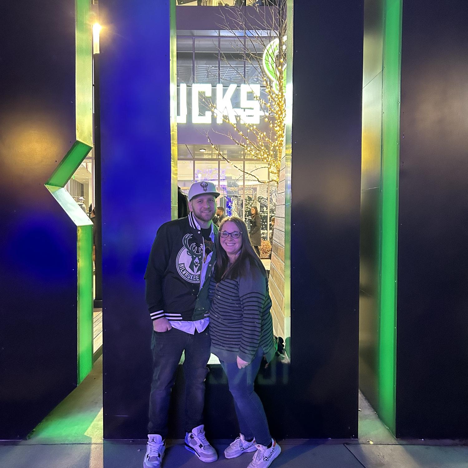 Our first Milwaukee Bucks game together.