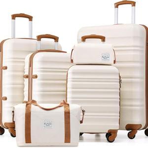 LONG VACATION 6 Piece Luggage Set BEIGE-BROWN