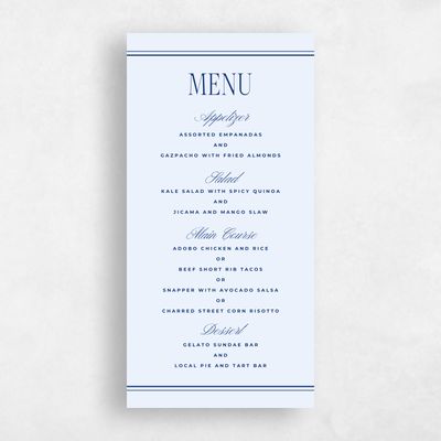 Dark Blue Wedding Menu - Querido
