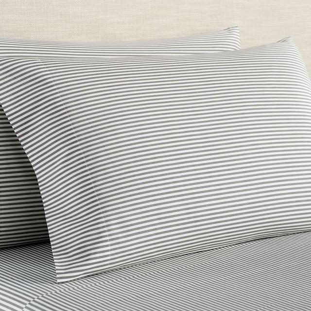 Wheaton Stripe Organic Sheet Set, Queen, Gray