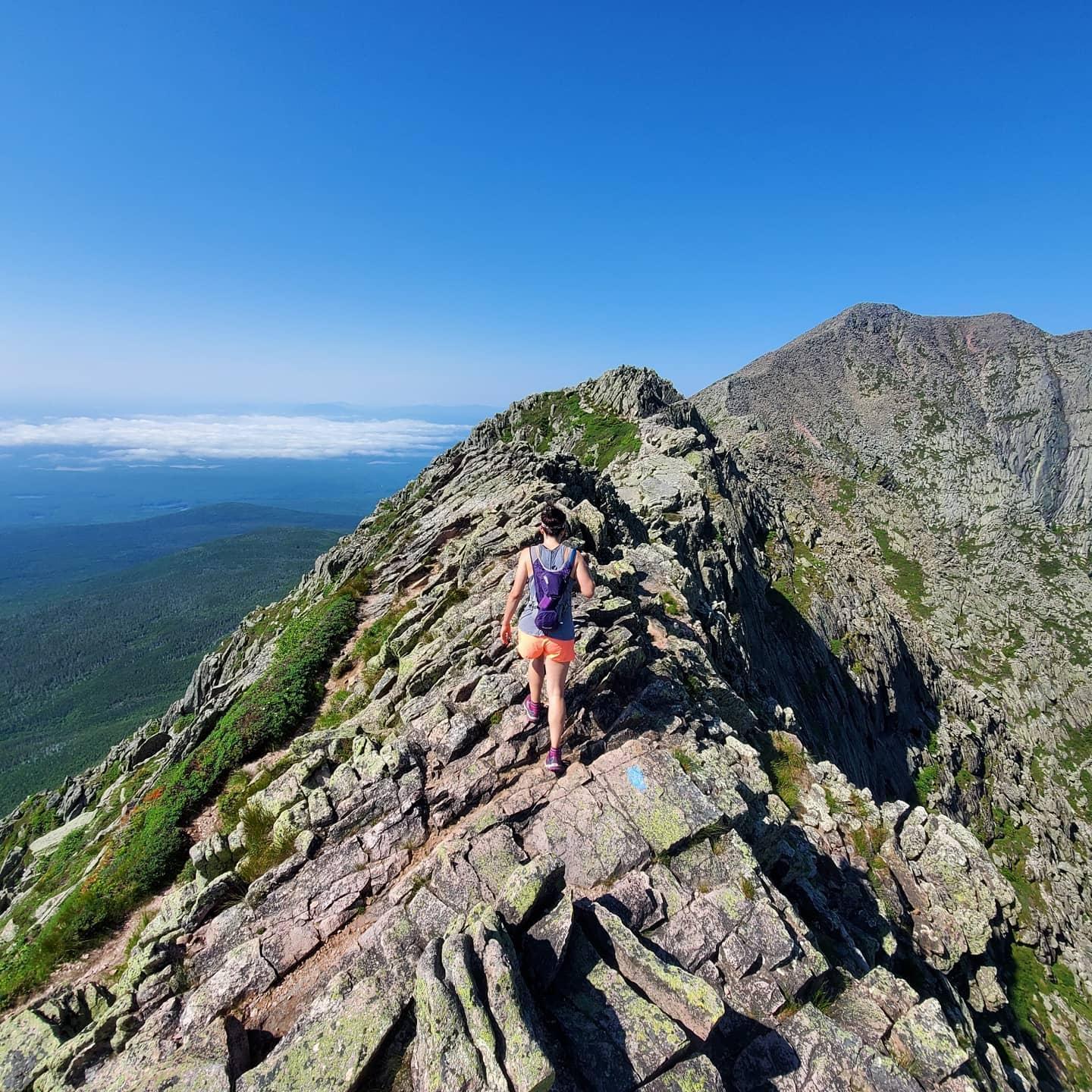 Hiking the Knife's Edge to Baxter peak on Mount Katahdin